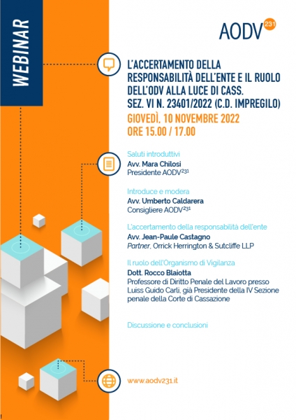 L'accertamento della responsabilità dell'ente e il ruolo dell'OdV alla luce di Cass. sez. VI n. 23401/2022 (c.d. Impregilo)